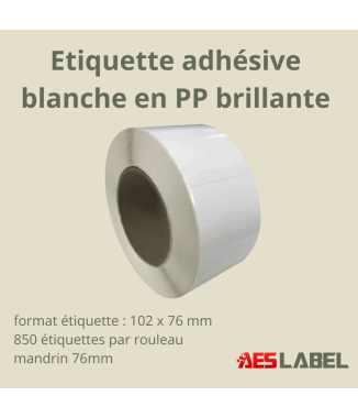 Etiquettes brillantes PP adhésives 102 x 76mm